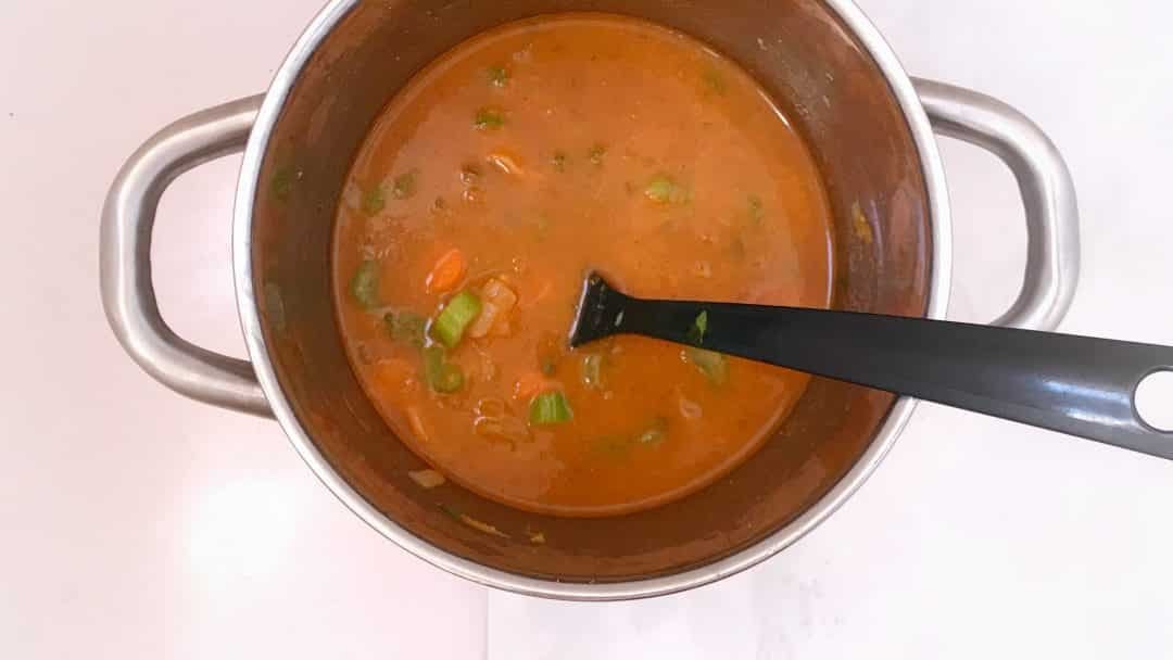 Have you heard of caldo de camaron before? It's a Mexican shrimp and tomato soup with vegetables. Sounds like a fine soup to me!