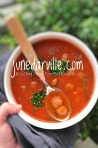 Best Belgian Tomato Meatball Soup Here's another Belgian classic: 'tomatensoep met ballekes' or traditional tomato meatball soup... My favorite soup when I was a child!