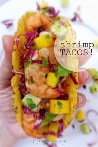 Best Crunchy Shrimp Tacos Recipe Here's my crunchy shrimp tacos recipe, just the way I like it. With juicy grilled shrimp and a fresh cucumber, chopped cilantro and a sweet mango salsa. Dig in!