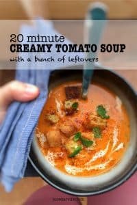 20 Minute Quick Tomato Soup Recipe Ripe tomatoes, bread, bell pepper and cream: these are the perfect leftovers to make this quick tomato soup! And believe me, this treat is ready in 20 minutes!
