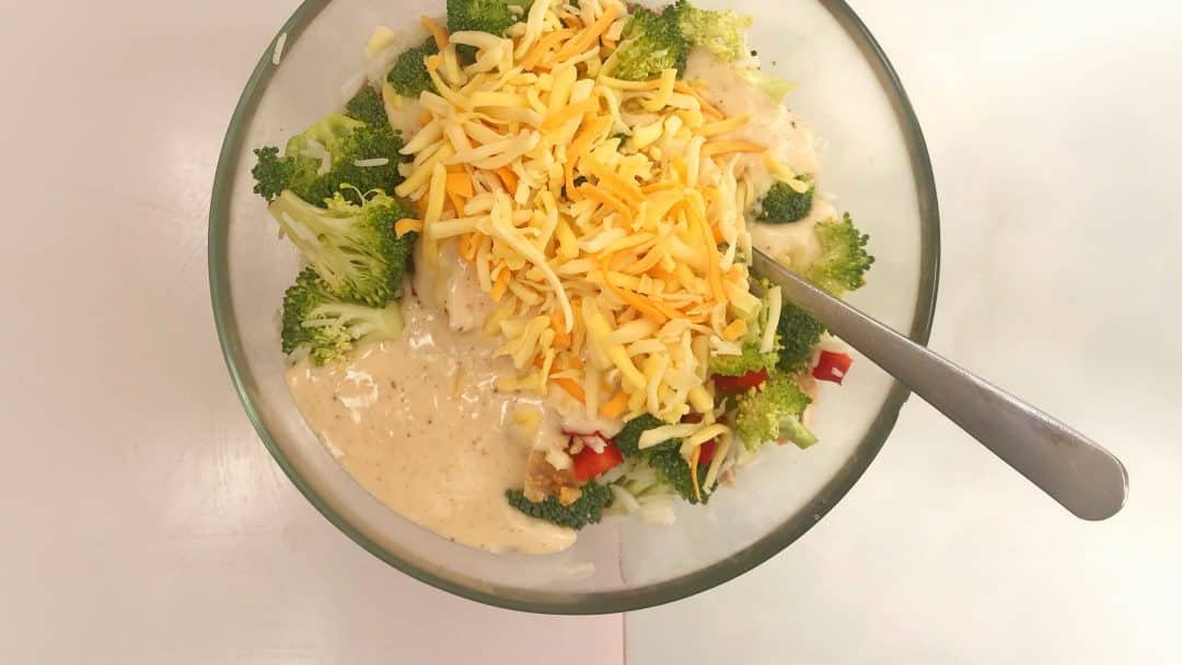 This broccoli casserole would be a great dish for my next potluck party! Hey, you can also leave out the chicken and turn it into a vegetarian oven dish.