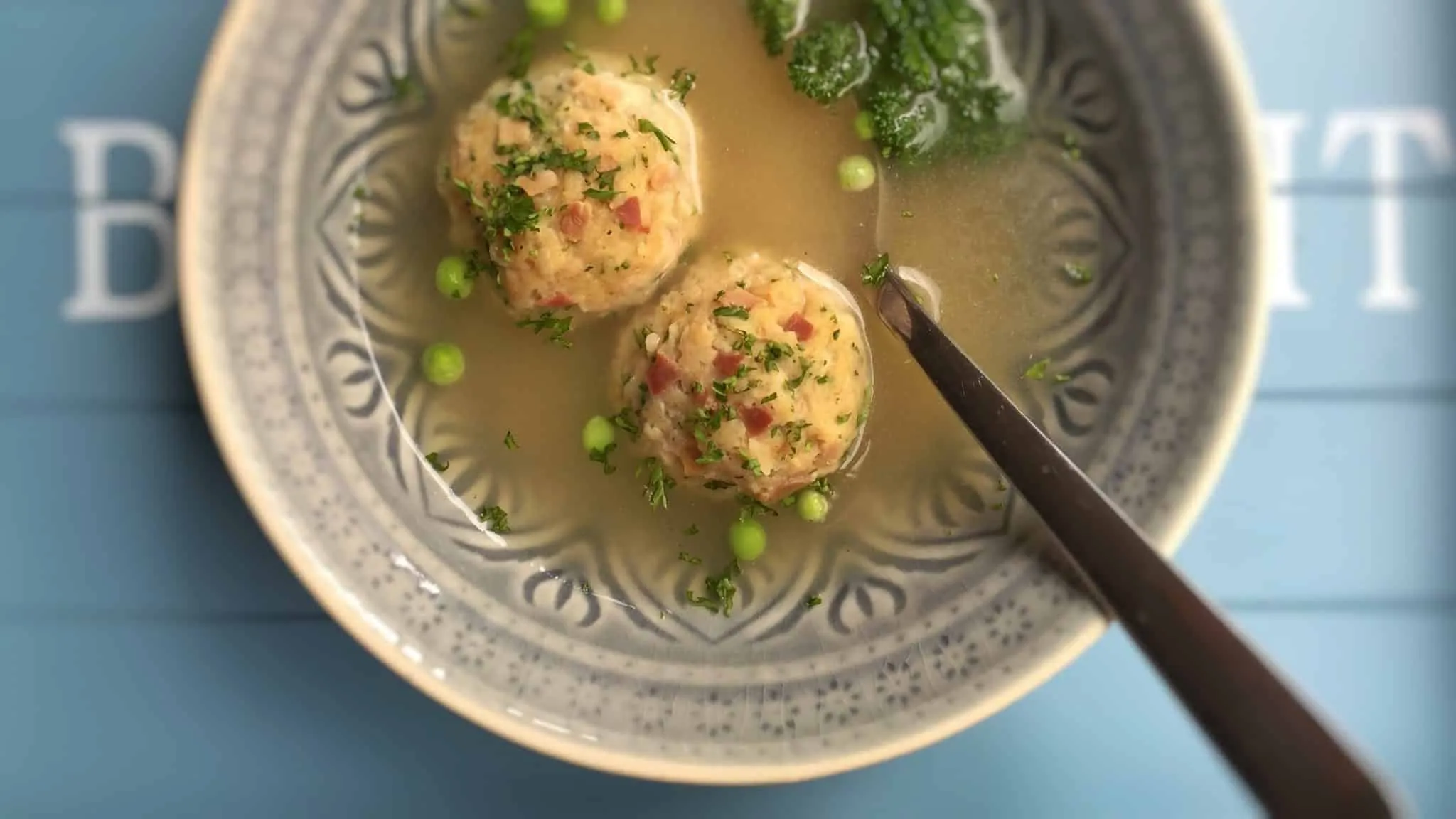Easy German Speck Dumpling Soup Hearty homemade speck knödel in a hot beef broth: you will adore this bread dumpling soup! Lunch or starter, you decide...