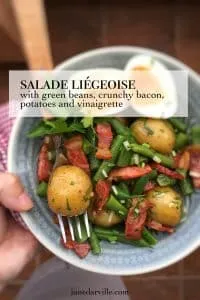 Crunchy bacon, tender green beans, cooked potatoes and hard-boiled eggs in a vinegar dressing... Enjoy this delicious salade Liegeoise salad, a Belgian classic!