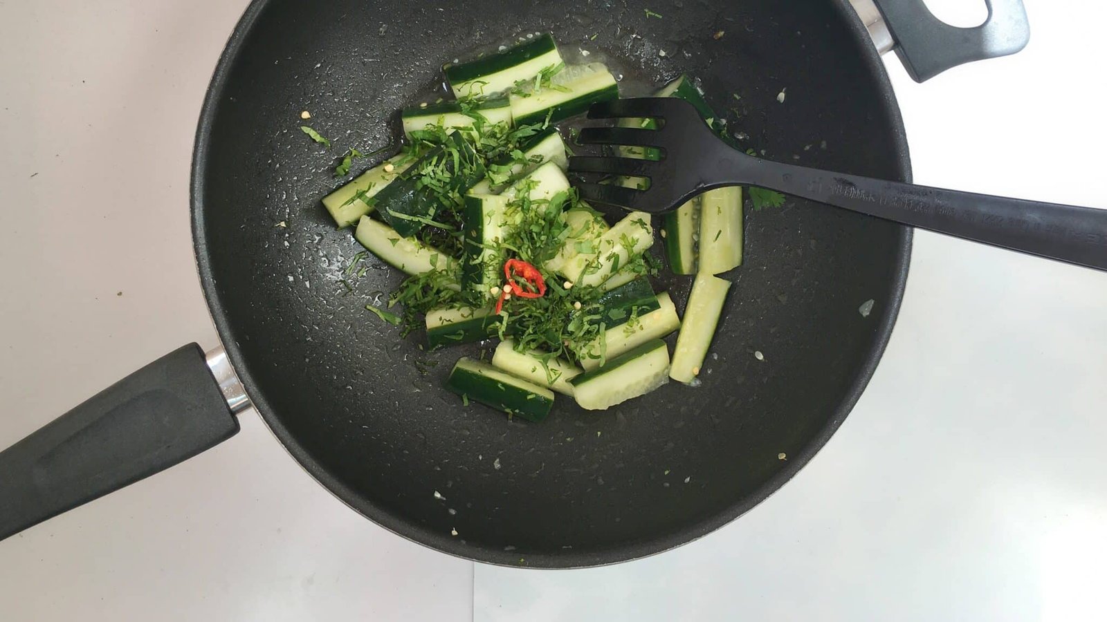 Easy Stir Fried Cucumber & Peanut Sauce
