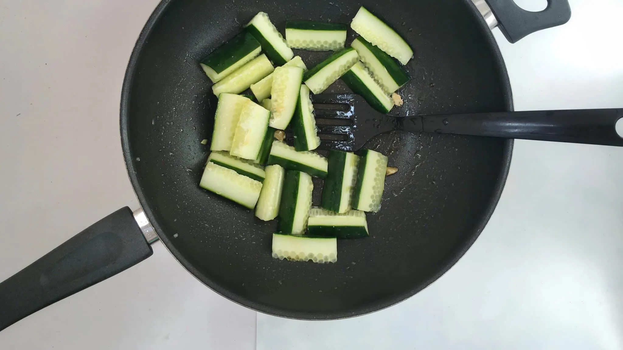 Easy Stir Fried Cucumber & Peanut Sauce Here's a great vegetable summer side dish: my Thai stir fried cucumber covered in a creamy homemade peanut sauce... Delicious!