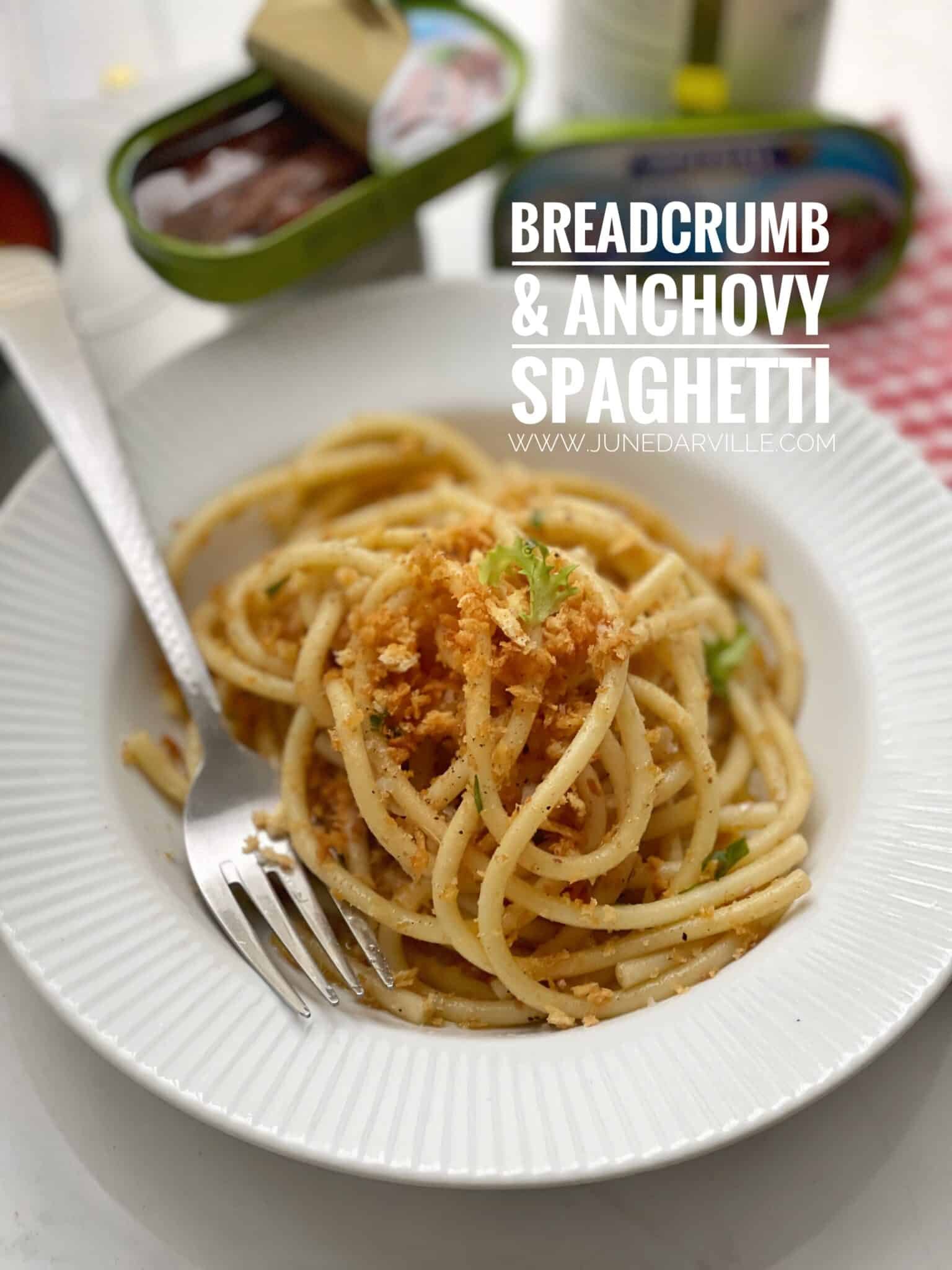 Easy Breadcrumb & Anchovy Spaghetti A delicious Sicilian anchovy spaghetti recipe, a surprisingly simple spaghetti recipe with canned anchovies and breadcrumbs.