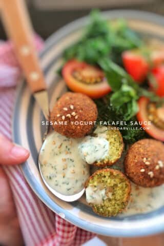 Best Falafel Sauce with Sesame & Yogurt Looking for a homemade falafel sauce? Try out my simple yogurt falafel sauce with sesame oil: the best falafel diping sauce ever!