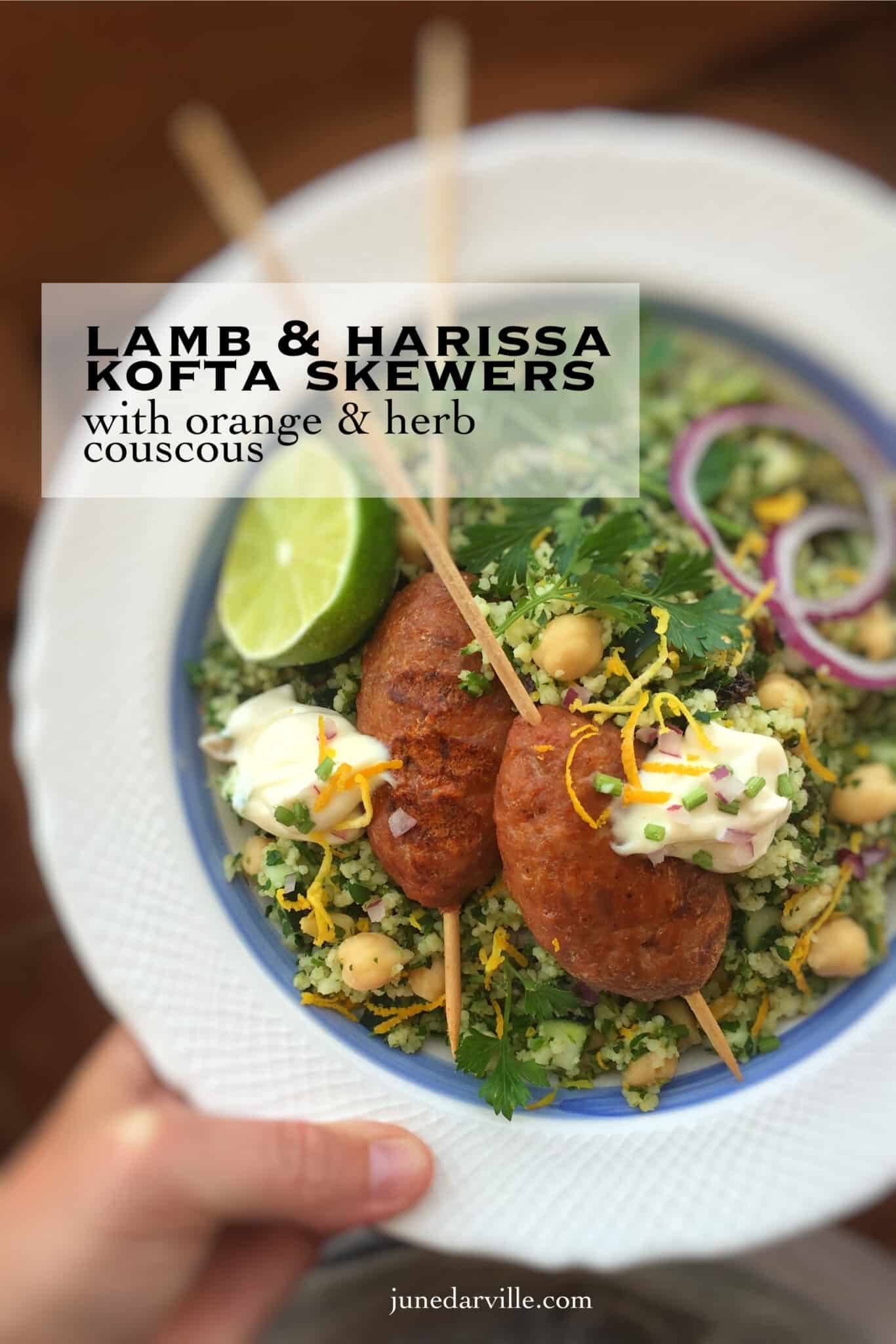 Look at these savory lamb kofta kebabs... Packed with beautiful Middle Eastern spices and served with a flavorful orange zest couscous!