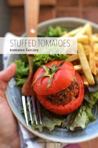 Easy Stuffed Tomatoes Recipe (Tomates Farcies) Here's my baked stuffed tomatoes recipe with minced beef, served with golden fries and a crisp green salad... A Belgian classic!