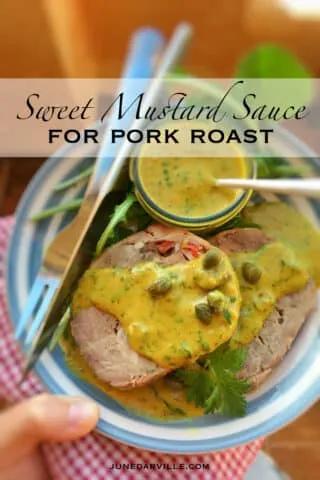 Easy Sweet Mustard Sauce for Pork Do try out my yummy sweet mustard sauce with mayo, cream and capers: the perfect companion for your next (cold) pork roast dinner!