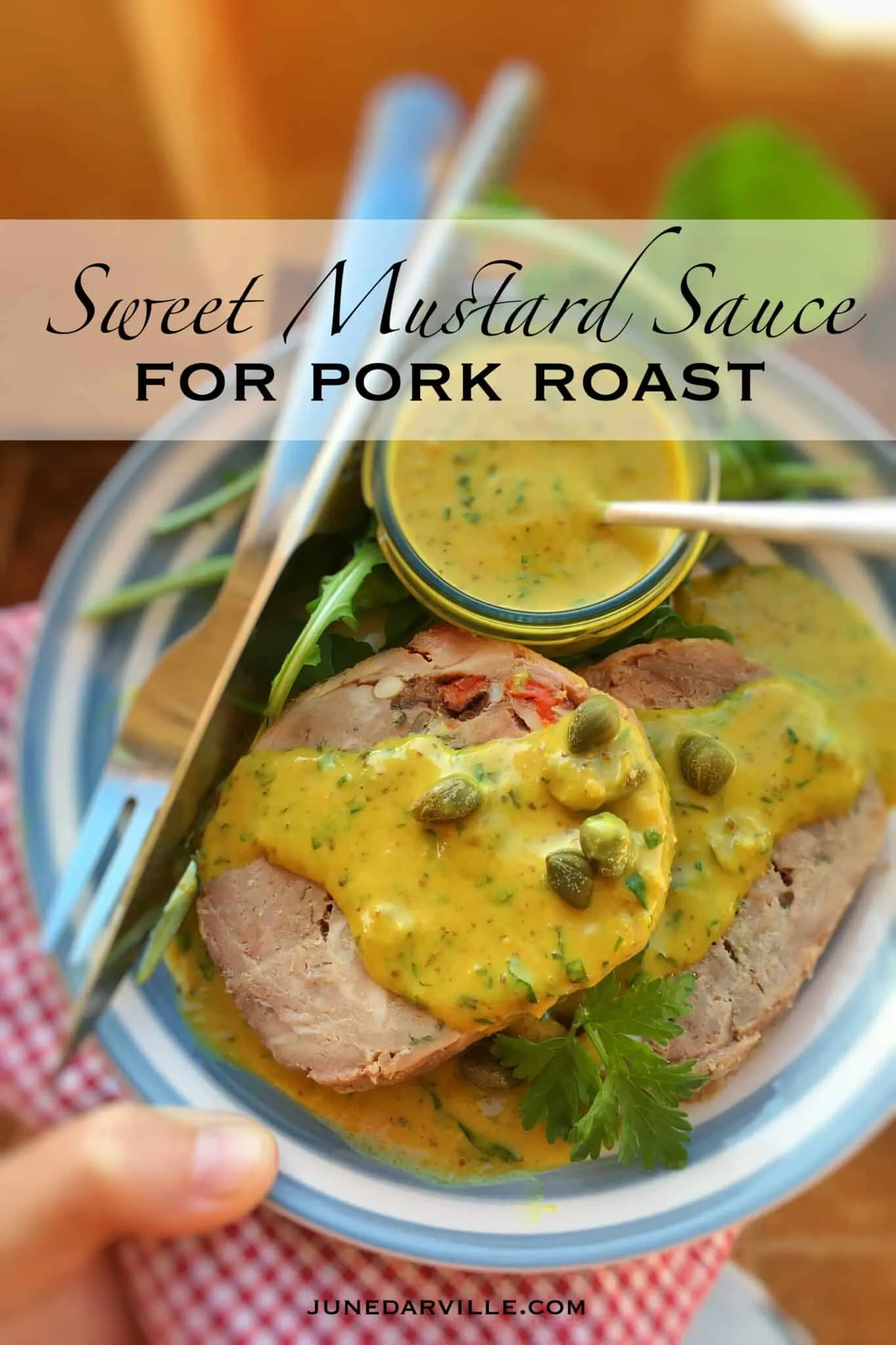 Do try out my yummy sweet mustard sauce with mayo, cream and capers: the perfect companion for your next (cold) pork roast dinner!