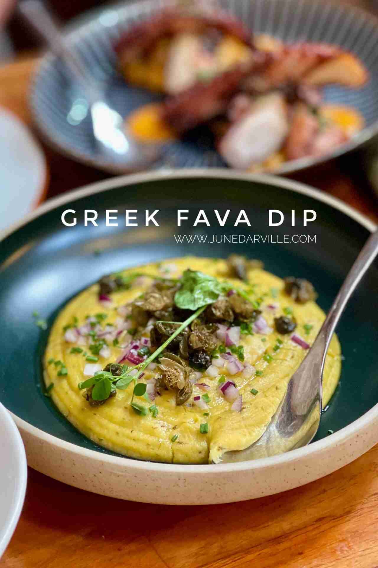 Here's a famous Greek fava bean recipe: a yellow pea dip from Santorini... Served lukewarm and topped with olive oil and chopped onion!